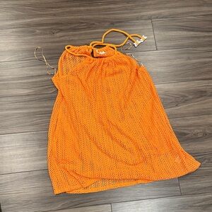 T.J.Maxx Bright Orange Crochet Halter Swim Coverup